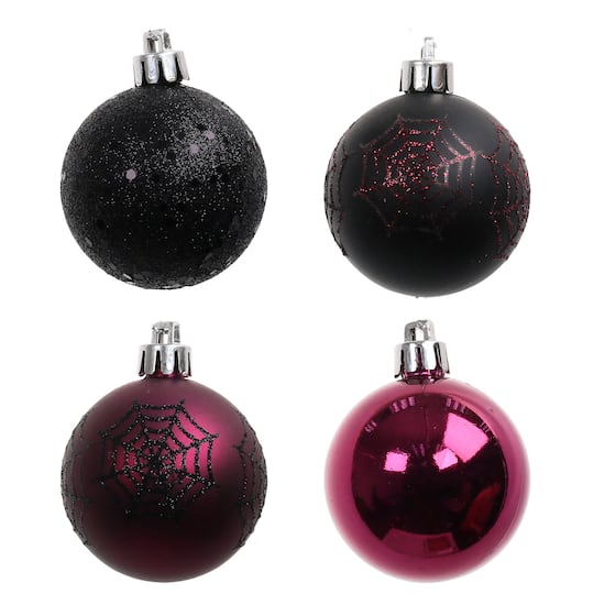 6 Pack 45mm Black Spiderweb Shatterproof Ball Ornaments by Ashland®